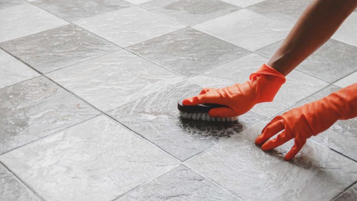 Cleaning tiles with soap and water