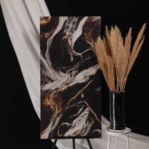 سرامیک مشکی با رگه طلایی سایز 120 * 60 پرسلان