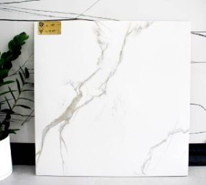 سرامیک کف پذیرایی سفید 60 * 60 رگه دار مشکی